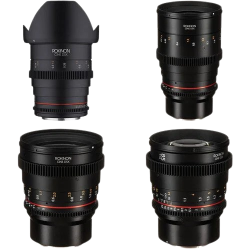 Kit de lentes Cine DSX Rokinon 24, 35, 50 y 85 mm T1.5 Sony E PNG