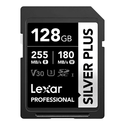 Memoria SD Lexar 128GB Silver Plus 255Mbs UHS-I V30 U3 4K (1) SD Lexar 128GB Silver Plus