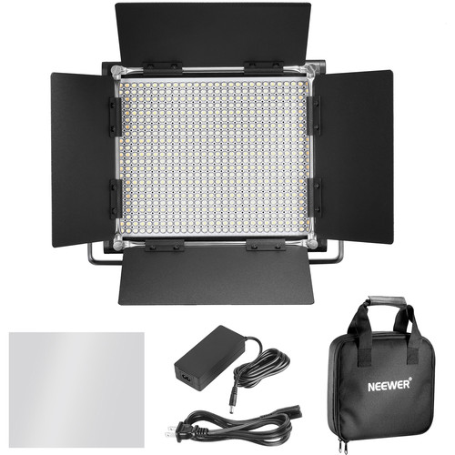 Neewer 2 paquetes de luz de video y soporte de 480 LED bicolor regulables  incluye: 3200 ~ 5600K CRI 96+ panel LED con soporte en U, soporte de luz de