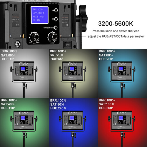 GVM - Luces de video RGB con control de aplicación, kit de iluminación de  video de estudio a todo color de 50 W, luces de video LED para iluminación