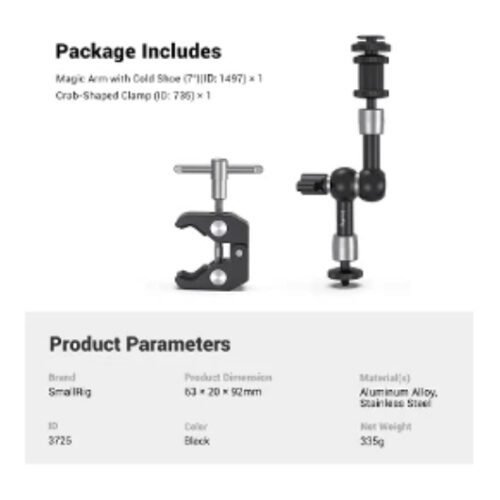 Kit abrazadera de cangrejo y brazo mágico - SmallRig 3725 - Imagen 3