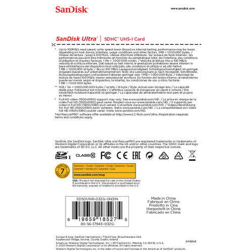 SanDisk Ultra SD 32GB 100 Mbps