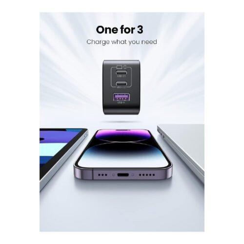 Cargador USB-C triple 65W carga rápida UGREEN - Imagen 2