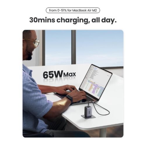 Cargador USB-C triple 65W carga rápida UGREEN - Imagen 3