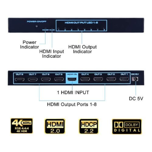 Splitter HDMI 1x8 4K - Imagen 3