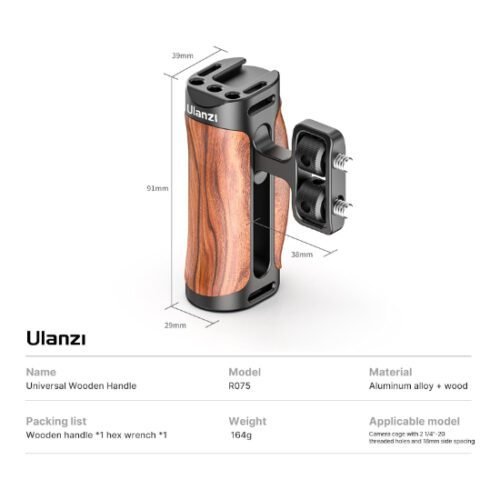 Mango de madera para Jaula - Ulanzi R075 - Imagen 5
