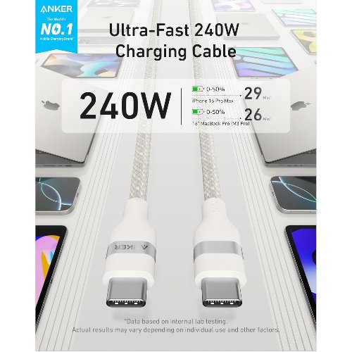 Cable Nano USB C 240w 1.8mts - Anker 4 Cable Nano USB C