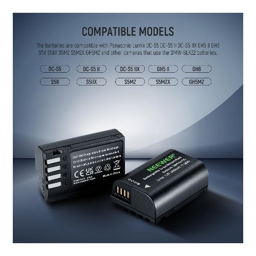 Kit de 2 baterías DMW-BLK22 con cargador doble – Neewer 3 baterías DMW-BLK22