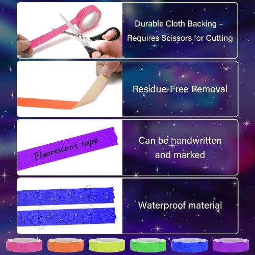 Cinta Gaffer Neón de 6 Colores (1.5cm x 12mts) 5 Cinta Gaffer Neón