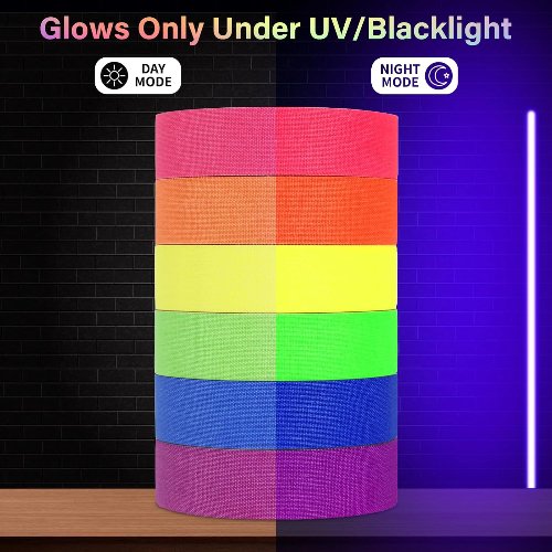 Cinta Gaffer Neón de 6 Colores (2.5cm x 12mts) 3 Gaffer Neón de 6 Colores