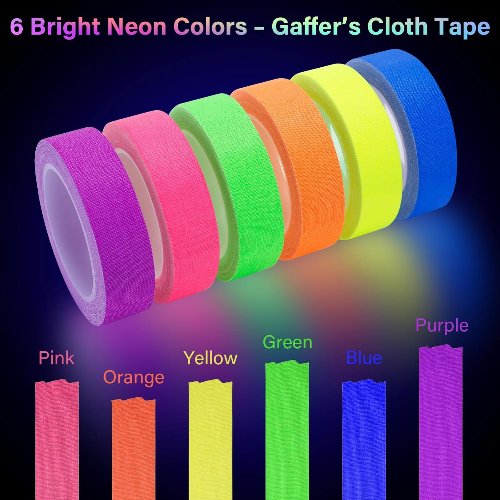 Cinta Gaffer Neón de 6 Colores (2.5cm x 12mts) 2 Gaffer Neón de 6 Colores