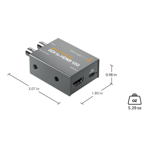 Micro Convertidor SDI a HDMI 12G con Fuente de Alimentación 6 SDI a HDMI 12G