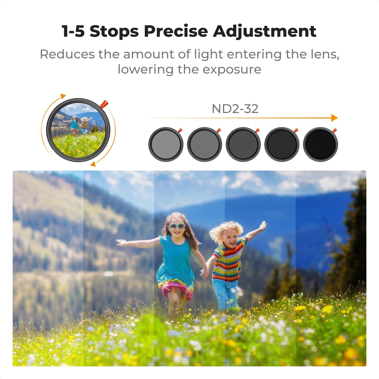 Filtro 3 en 1 (Black Promist 1/4, ND variable 2-32, CPL) Serie K – K&F Concept 3 Filtro 3 en 1 con ND variable de 1 a 5 pasos (ND2-32)