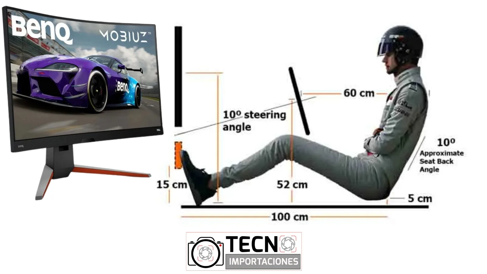 Posición de conducción correcta en un rig de sim racing: ángulos de codo y rodilla, altura del volante y distancia al monitor