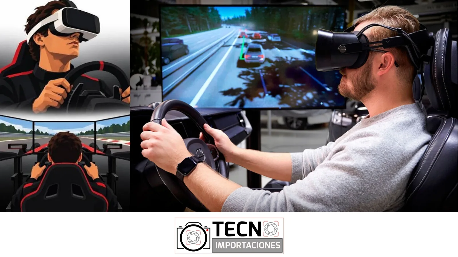 Sim racing en realidad virtual con visor Meta Quest 3S y volante de carreras